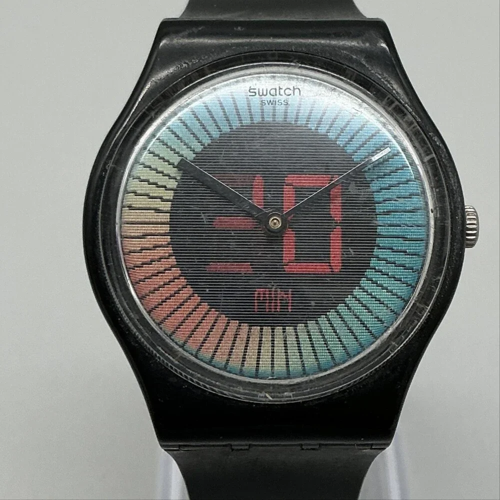 Vtg Swatch Gent Speed Around Mens Watch 34mm Colorful GB277 New Battery